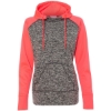 Custom Women’s Colorblocked Cosmic Fleece Hooded Sweatshirt Charcoal Fleck/ Fire Coral