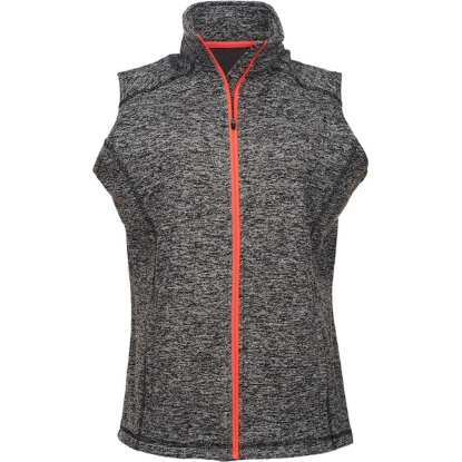 Custom Women’s Cosmic Fleece Vest Charcoal Fleck/ Fire Coral