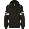 Custom Womens Varsity Fleece Piped Hooded Sweatshirt Black