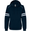 Custom Womens Varsity Fleece Piped Hooded Sweatshirt Navy