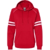 Custom Womens Varsity Fleece Piped Hooded Sweatshirt Red