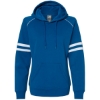 Custom Womens Varsity Fleece Piped Hooded Sweatshirt Royal