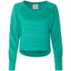 Custom Womens Odyssey Striped Performance Fleece Hi-Low Crewneck Sweatshirt Dynasty Green Stripe