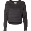 Custom Womens Odyssey Striped Performance Fleece Hi-Low Crewneck Sweatshirt Granite