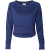 Custom Womens Odyssey Striped Performance Fleece Hi-Low Crewneck Sweatshirt Sapphire