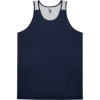 Custom Mens Ventback Singlet Tank Top Navy/ White
