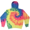 Custom Unisex Tie-Dyed Hooded Sweatshirt Neon Rainbow