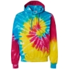 Custom Unisex Tie-Dyed Hooded Sweatshirt Reactive Rainbow