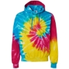 Custom Youth Tie-Dyed Hooded Sweatshirt Reactive Rainbow