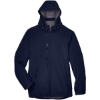 Custom Mens Glacier Insulated Three-Layer Fleece Soft Shell Hood Jacket with Detachable Hood Classic Navy