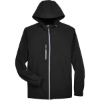 Custom Mens Prospect Two-Layer Fleece Bonded Soft Shell Hooded Jacket Black