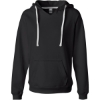 Custom Womens Sueded V-Neck Hooded Sweatshirt Black