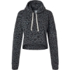 Custom Womens Crop Hooded Sweatshirt Black Leopard Triblend