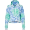 Custom Womens Crop Hooded Sweatshirt Lagoon Tie Dye
