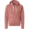 Custom Mens Triblend Fleece Hooded Sweatshirt Dusty Rose Leopard Triblend
