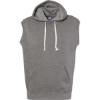 Custom Mens Triblend Sleeveless Hooded Sweatshirt Smoke Triblend