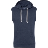 Custom Mens Triblend Sleeveless Hooded Sweatshirt True Navy Triblend