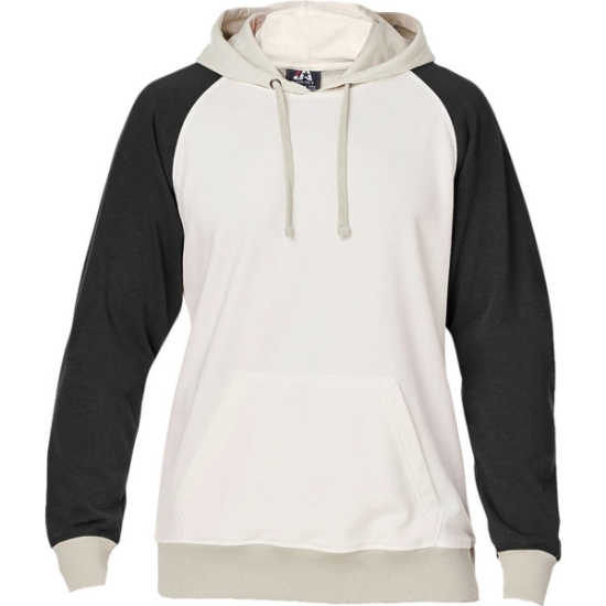 Custom Unisex Vintage Tricolor Hooded Sweatshirt Antique White/ Black