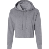 Custom Womens Laguna Sueded Raw Edge Crop Hoodie Sweatshirt Heather Grey