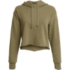 Custom Womens Laguna Sueded Raw Edge Crop Hoodie Sweatshirt Military Green