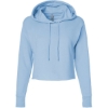 Custom Womens Laguna Sueded Raw Edge Crop Hoodie Sweatshirt Stonewash Denim