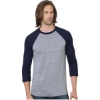 Custom Unisex Triblend Three-Quarter Sleeve Raglan T-Shirt Athletic Grey/ Navy
