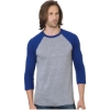 Custom Unisex Triblend Three-Quarter Sleeve Raglan T-Shirt Athletic Grey/ Royal