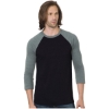 Custom Unisex Triblend Three-Quarter Sleeve Raglan T-Shirt Black/ Athletic Grey
