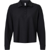 Custom Womens Beyond Long Sleeve Loose Polo Black
