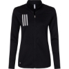 Custom Womens 3-Stripes Double Knit Full-Zip Jacket Black/ Grey Two