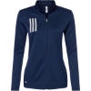 Custom Womens 3-Stripes Double Knit Full-Zip Jacket Team Navy Blue/ Grey Two