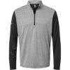 Custom Mens Ultimate365 Heather Block Print Quarter-Zip Pullover Black Melange/ Black/ Grey Three