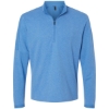 Custom Mens 3-Stripes Quarter-Zip Sweater Pullover Focus Blue Melange