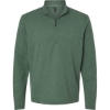 Custom Mens 3-Stripes Quarter-Zip Sweater Pullover Green Oxide Melange