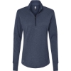 Custom Womens 3-Stripes Quarter-Zip Sweater Pullover Collegiate Navy Melange