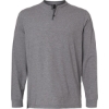Custom Mens Henley Long Sleeve T-Shirt Grey Five Melange