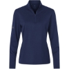 Custom Womens Textured Stripe Quarter-Zip Pullover Dark Blue