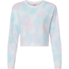 Custom Womens Lightweight Crop Crewneck Sweatshirt Tie Dye Cotton Candy