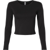 Custom Womens Baby Rib Long Sleeve Cropped Tee Black