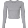 Custom Womens Baby Rib Long Sleeve Cropped Tee Heather Grey