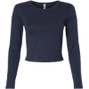 Custom Womens Baby Rib Long Sleeve Cropped Tee Navy