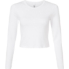Custom Womens Baby Rib Long Sleeve Cropped Tee White