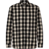 Custom Mens Flannel Button Down Shirt Black/ Ecru Buffalo Plaid