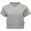 Custom Womens French Terry Short Sleeve Cropped Crewneck Sweatshirt Oxford Heather