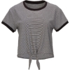 Custom Womens Striped Tie Front T-Shirt Black/ White