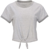 Custom Womens Striped Tie Front T-Shirt Oxford Heather/ White