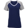 Custom Womens Colorblocked V-Neck T-Shirt Navy