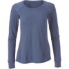 Custom Womens Solid Preppy Patch Long Sleeve T-Shirt Indigo