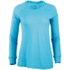 Custom Womens Solid Preppy Patch Long Sleeve T-Shirt Pacific Blue