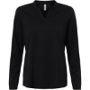 Custom Womens Nova Performance Long Sleeve Pique Polo Black